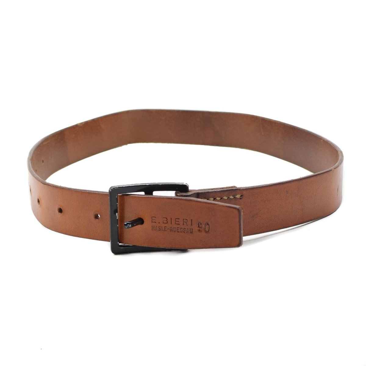 Ceinture de pantalon originale de l'armée suisse décontractée classique en cuir marron surplus militaire NEUF
