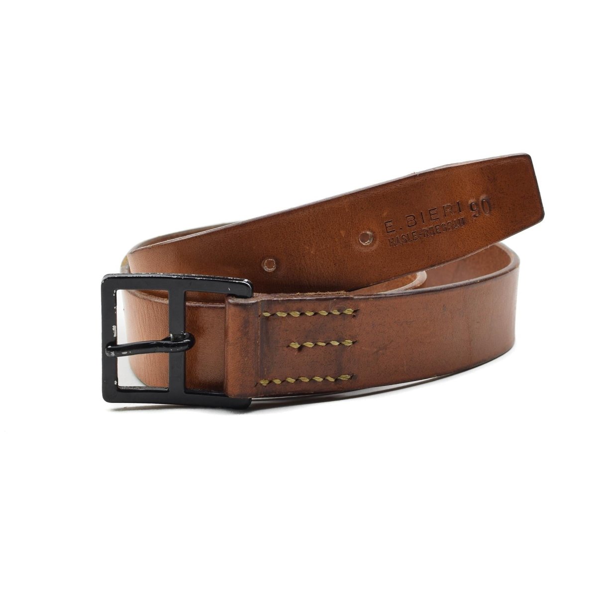 Ceinture de pantalon originale de l'armée suisse décontractée classique en cuir marron surplus militaire NEUF