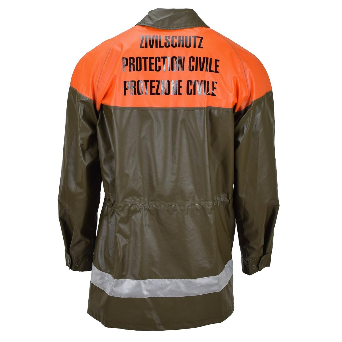 Veste de pluie imperméable originale de la Protection Civile Suisse Manteau Long Olive