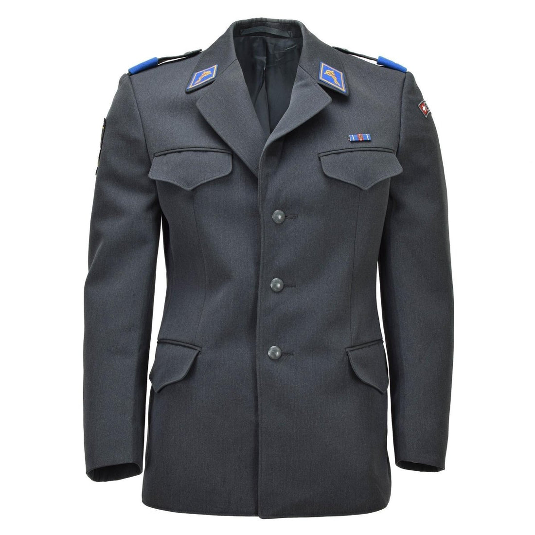Veste formelle militaire suisse originale vintage 4 poches Design gris foncé
