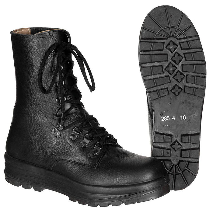 Bottes de combat militaires suisses originales M95 en cuir, problème de surplus de l'armée, noir - GoMilitar