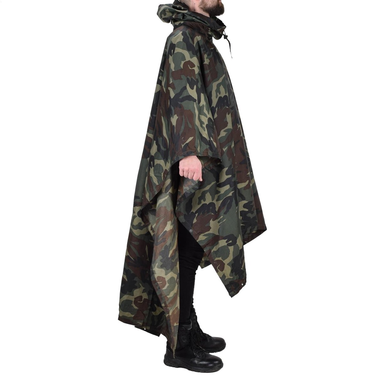 Poncho de camouflage militaire turc d'origine résistant à l'eau en ripstop à capuche armée