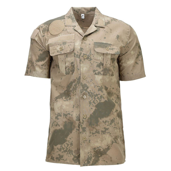 Chemise militaire turque originale à manches courtes avec motif camouflage M2021, tissu en mélange de coton durable pour une utilisation par temps chaud