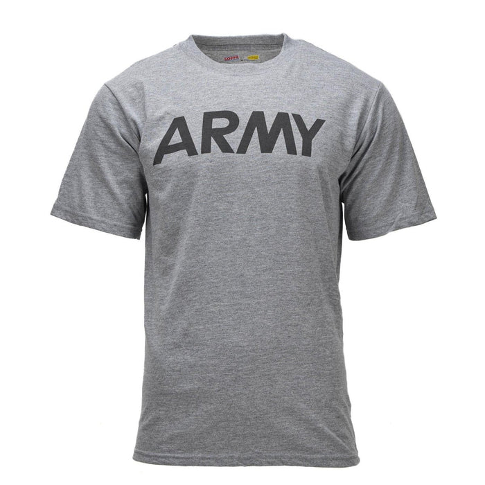 T-shirt GI classique militaire américain original à manches courtes avec logo de l'armée Soffe gris - GoMilitar