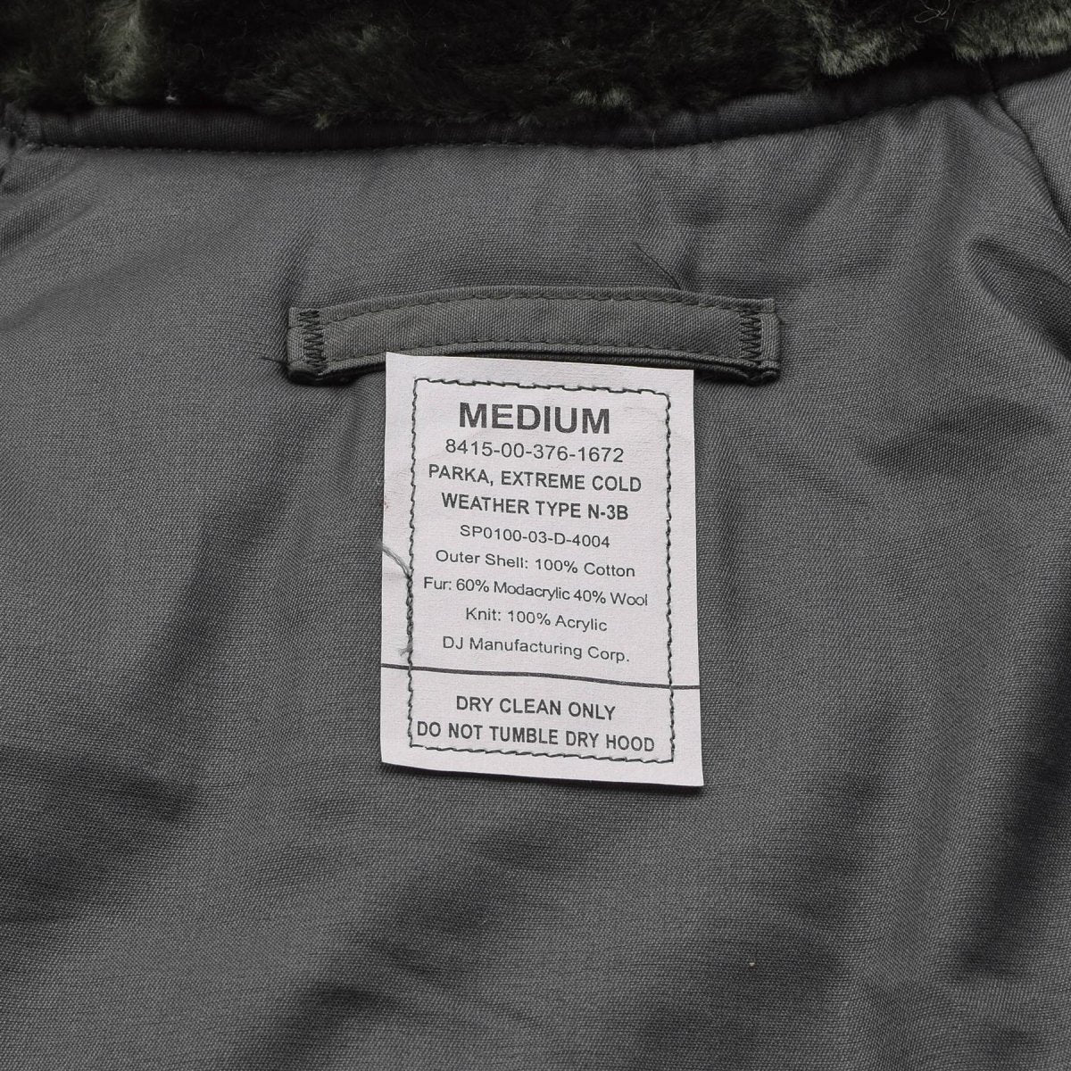 Parka militaire américaine originale N-3B pour temps froid, résistante au vent et aux intempéries, Olive