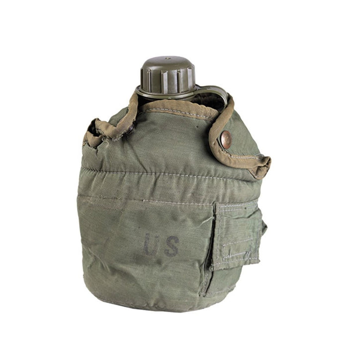 Original U.S. Military Plastic 0.75L Canteen Field Gear Cover Army Issue Olive - GoMilitar