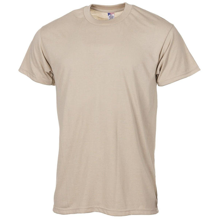 T-shirt militaire américain original de couleur sable, fabriqué dans un tissu léger et durable pour plus de confort et un usage quotidien.