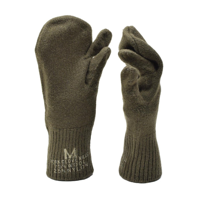 Mitaines à gâchette militaires américaines originales en mélange de laine et de nylon olive conçues pour la chaleur et la dextérité des doigts à gâchette