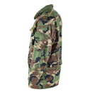 Original vintage Slovakian M97 camo military field jacket with multiple pockets and adjustable cuffs and waist.