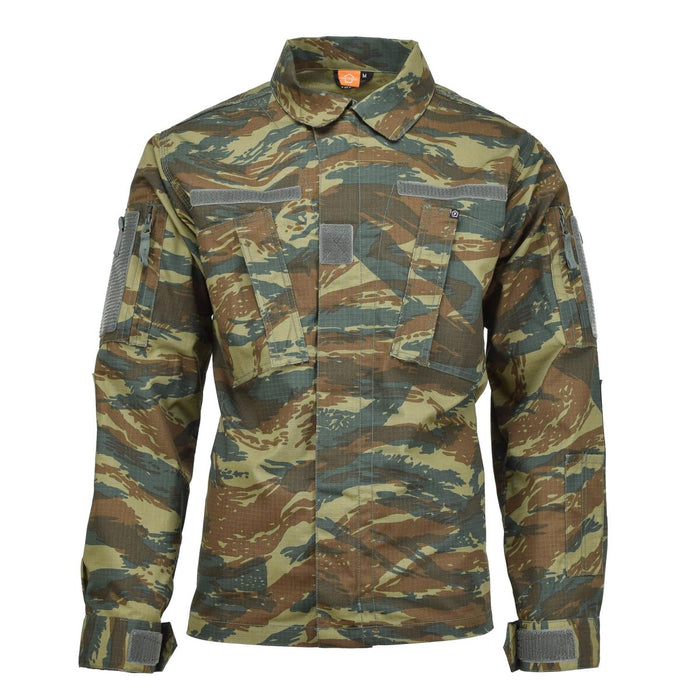 Veste militaire Pentagon ACU 2.0 de l'armée grecque en camouflage lézard, tissu ripstop résistant à l'eau avec coudes renforcés et poignets réglables