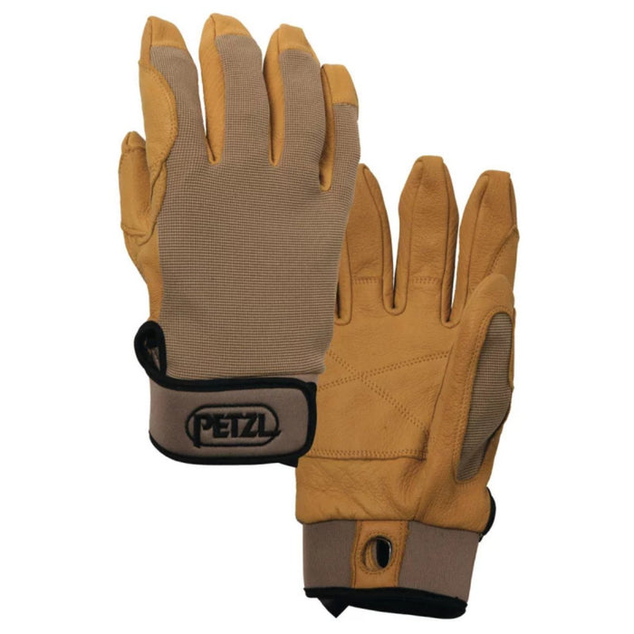 Petzl Cordex Climbing Gloves Double Leather Layer Rappel Rope Handling Beige - GoMilitar