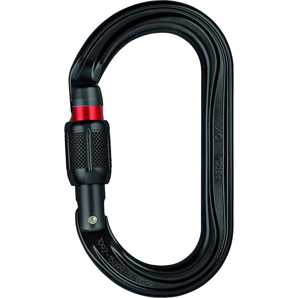 PETZL OK SCREW-LOCK Mousqueton symétrique en aluminium Noir 24 kN