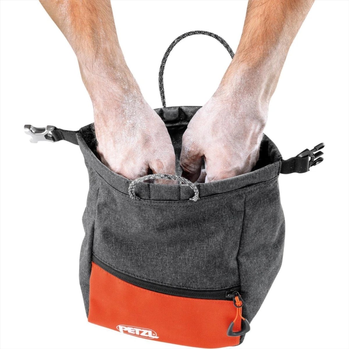 PETZL SAKAB Sac à magnésie Fermeture magnétique durable avec plusieurs poches Gris