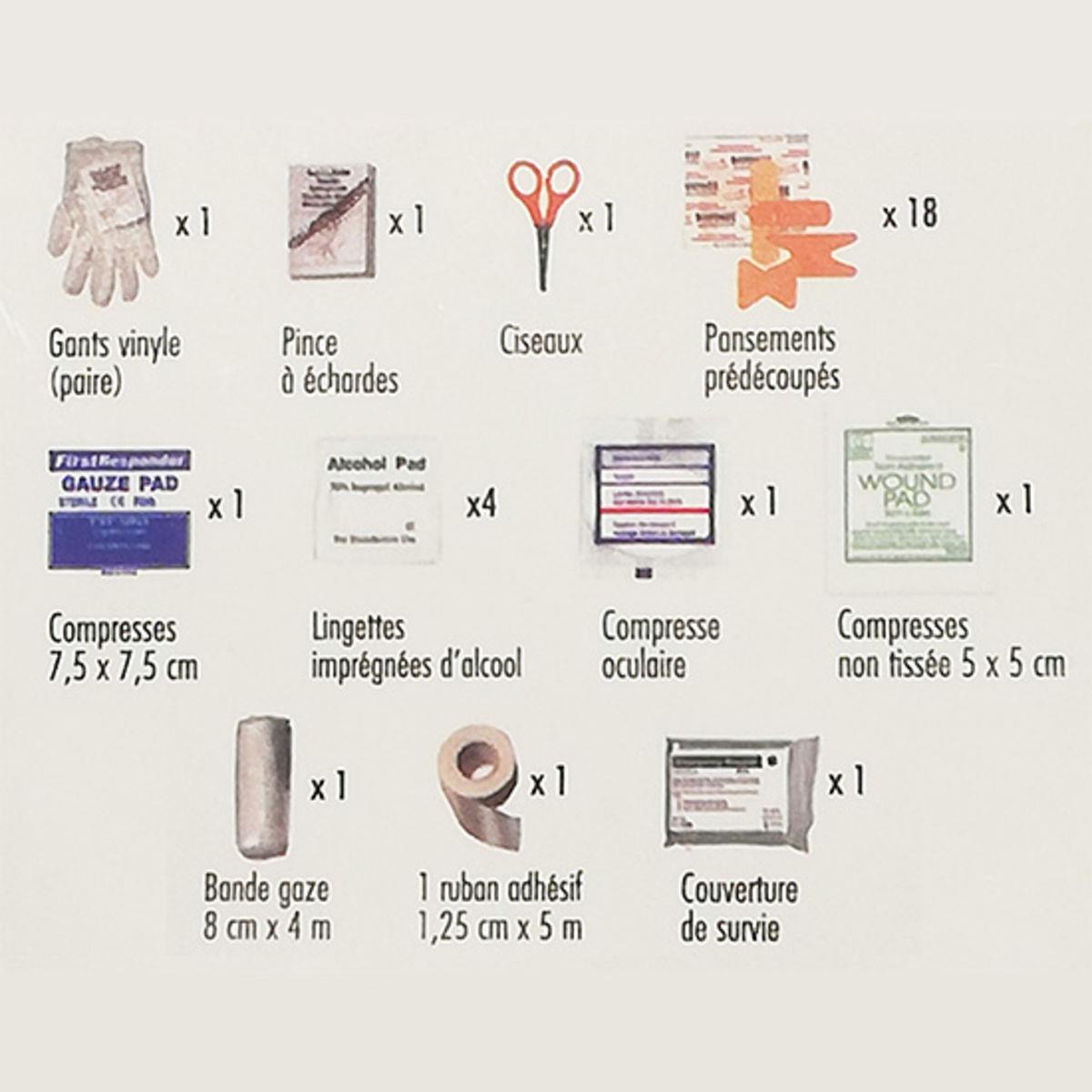 Pharmavoyage Trousse de premiers secours ordinaire pour l'extérieur, camping, randonnée, urgence tout usage