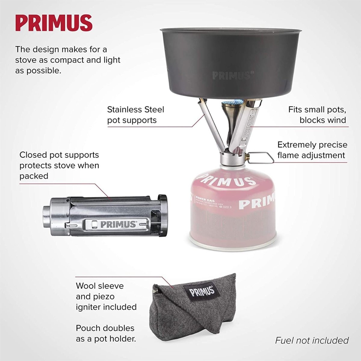 Réchaud de randonnée Primus Firestick compact en acier inoxydable pour la cuisine de camping