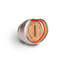 Stainless steel water bottle cap with cork top and rainbow strap, branded Primus, for outdoor hydration flask
