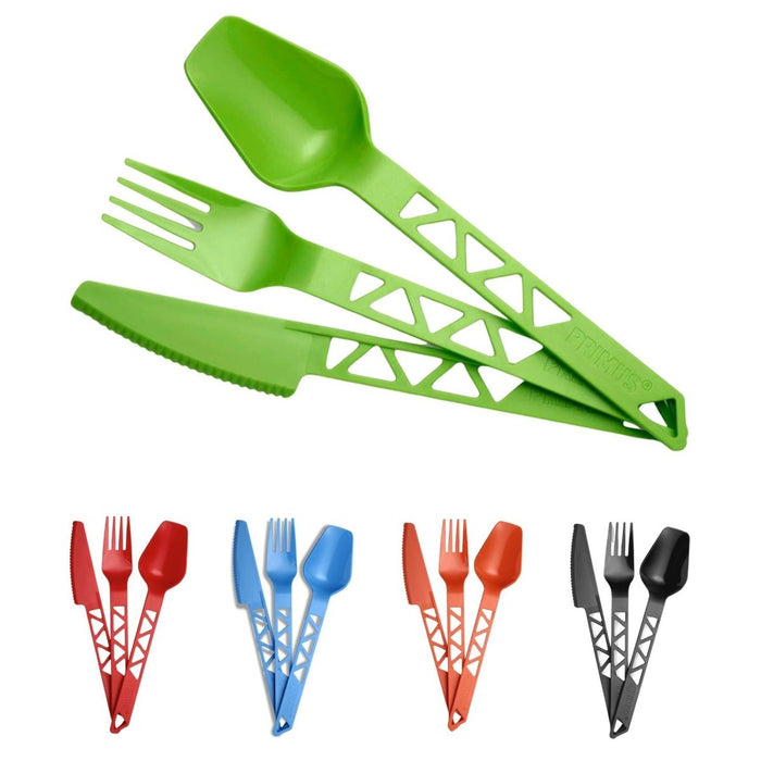 Ensemble de couverts de camping en plastique léger avec cuillère, couteau et fourchette en plusieurs couleurs pour une utilisation en extérieur