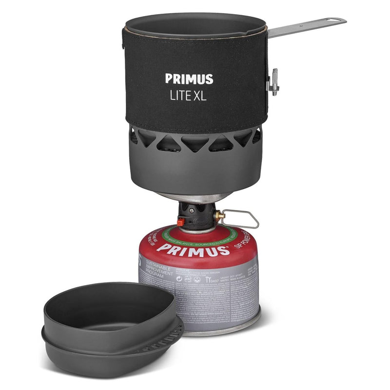 Primus Lite XL lightweight camping cooking set with 1L pot and fuel-efficient burner for hiking and outdoor meals