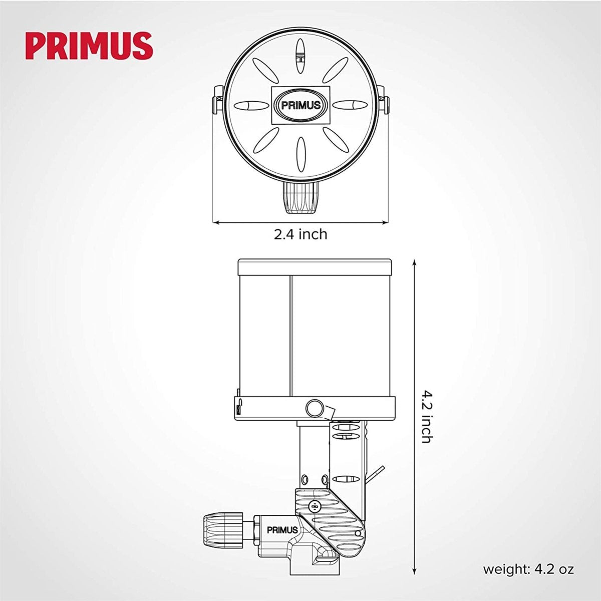 Lampe à gaz Primus Micron, lanterne à lumière réglable, système de suspension à allumage brillant