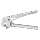 Lightweight gray aluminum Primus pot gripper with folding handle for secure outdoor cooking grip.