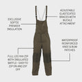 Salopettes isolées Snugpak Pantalon à bretelles réversible YKK Jambe complète Zip Temps froid