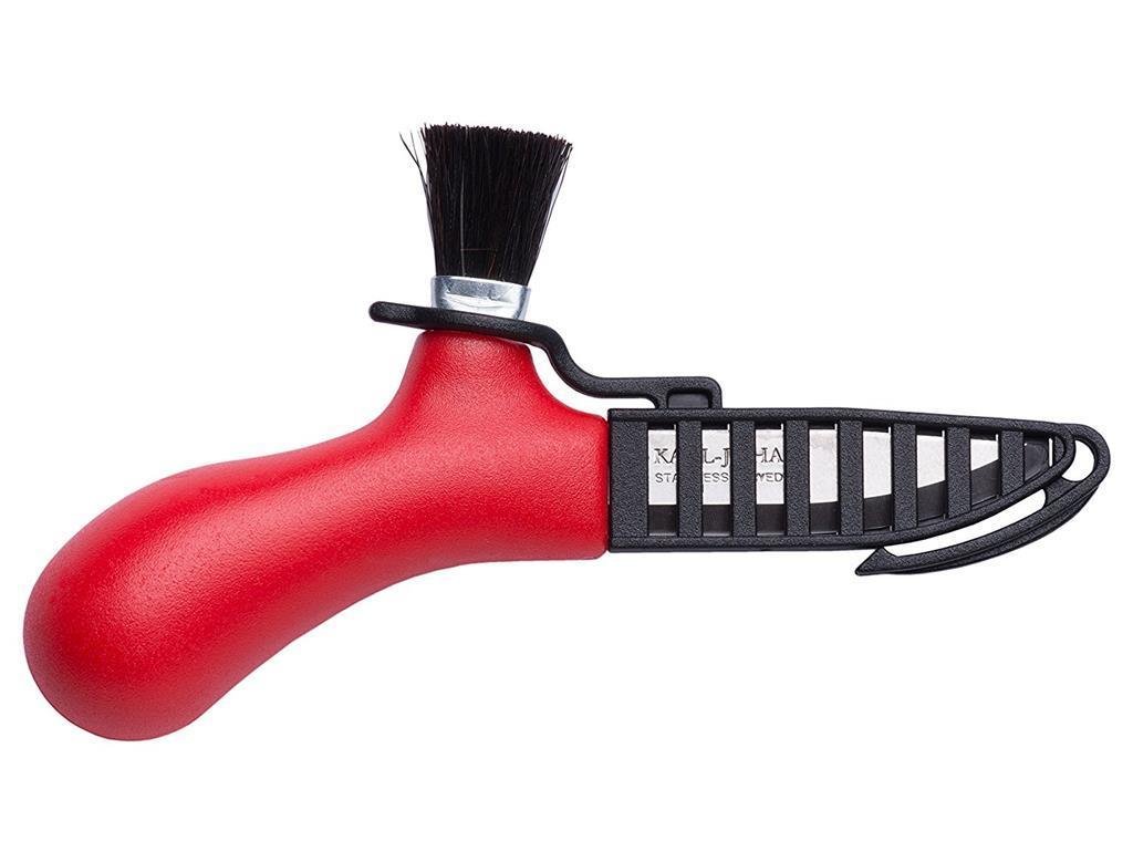 Couteau suédois MORA pour cueillette de champignons en acier inoxydable avec brosse en crin de cheval véritable rouge