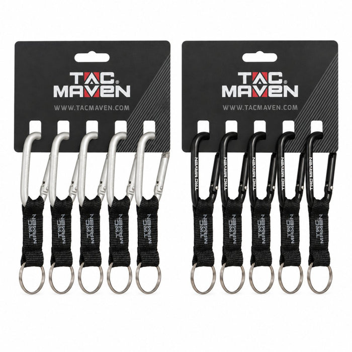TAC MAVEN 7mm Aluminum Carabiners 5 Pack Outdoor Camping Key Clips - GoMilitar