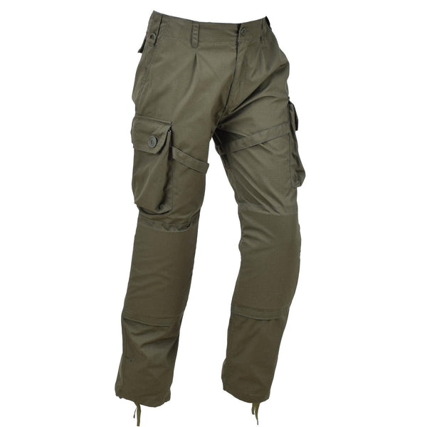 Olive TACGEAR military cargo pants with ripstop fabric, reinforced knees, and multiple tactical pockets for durability and storage