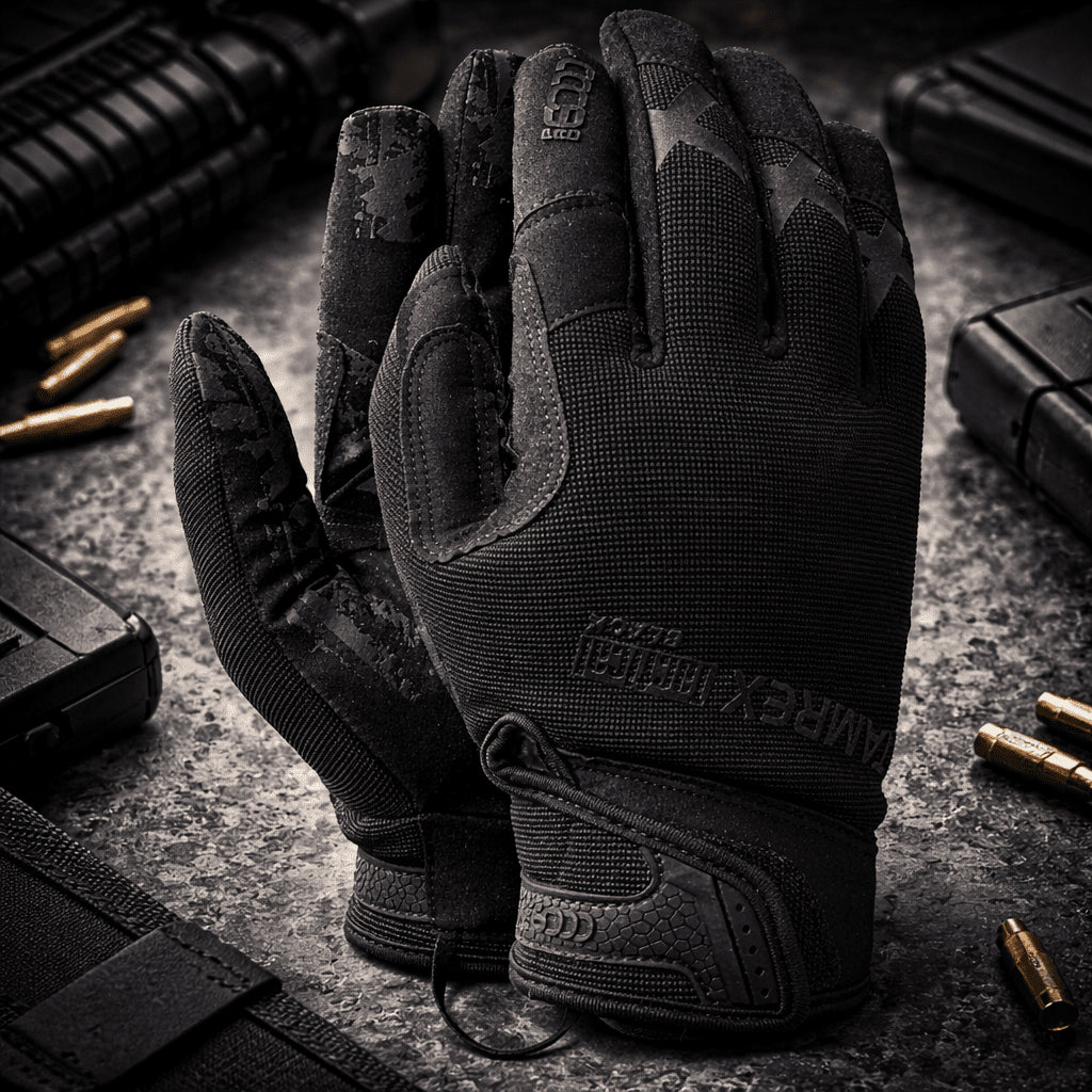 TAMREX Gants Tactiques Cuir Synthétique Extrêmement Durable Bonne Adhérence Noir