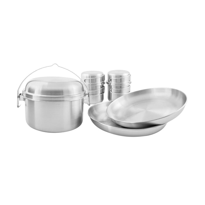 Tatonka Picnic Set II 8pcs batterie de cuisine de camping compacte kit de cuisine de randonnée bol à poêle - GoMilitar