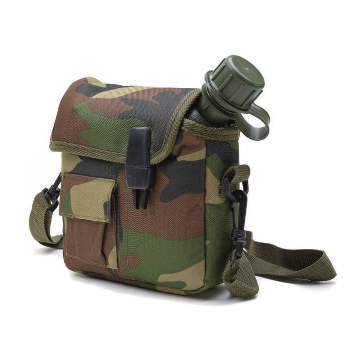 U.S. Military style Flask canteen 2 liters alice woodland pattern shoulder strap - GoMilitar