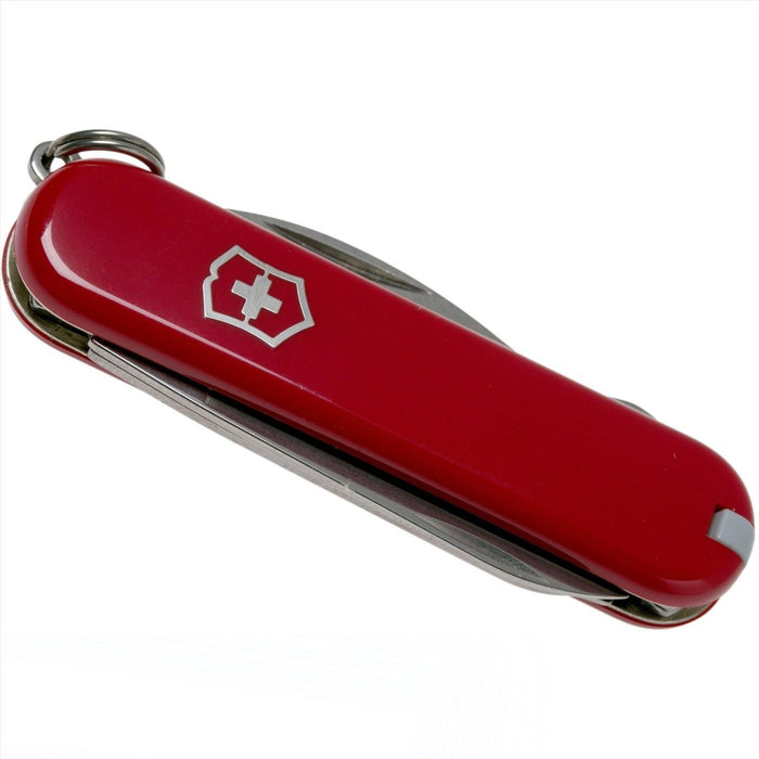 Couteau multifonction compact Victorinox Rally avec 9 fonctions, manche en plastique celidor rouge et attache porte-clés