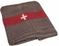 Couverture vintage de l'armée suisse en laine militaire à rayures rouges et croix REPRO NEUF