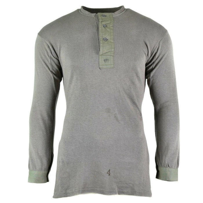 Chemise grise de l'armée suédoise, d'origine deuxième guerre, sous-vêtement militaire en surplus pour temps froid - GoMilitar
