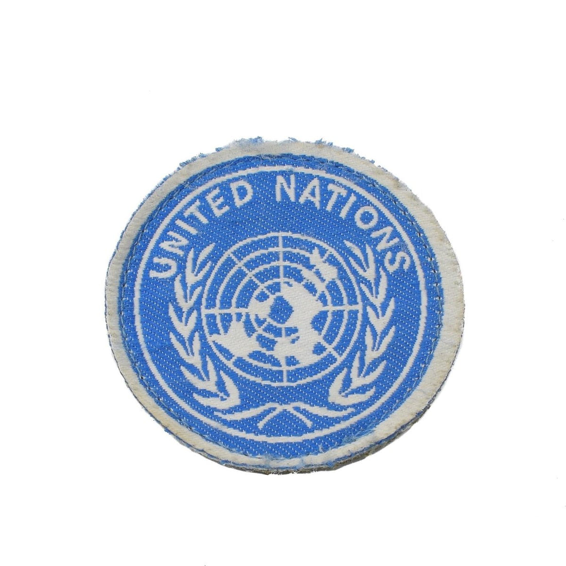 Véritable patch boucle velcro rond des Nations Unies marque extérieure bleu blanc NEUF